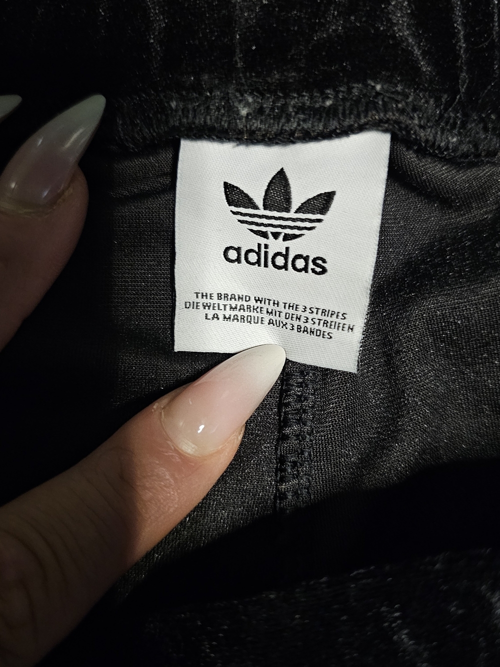 adidas Womens Black Leggings with White 3-Stripes - Picture 3 of 3